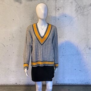 Tommy Hilfiger Gray and Yellow V-Neck Sweater